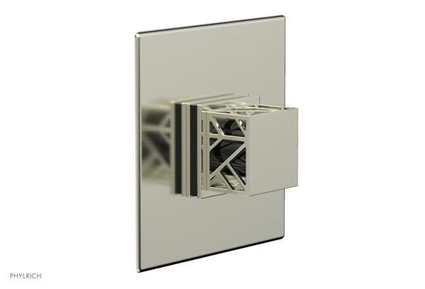 Phylrich - Jolie Pressure Balance Shower Plate & Square Handle Trim with Gloss Black Accents