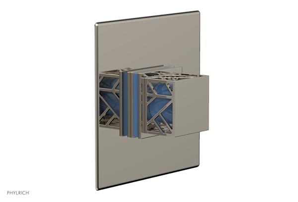 Phylrich - Jolie Pressure Balance Shower Plate & Square Handle Trim with Light Blue Accents
