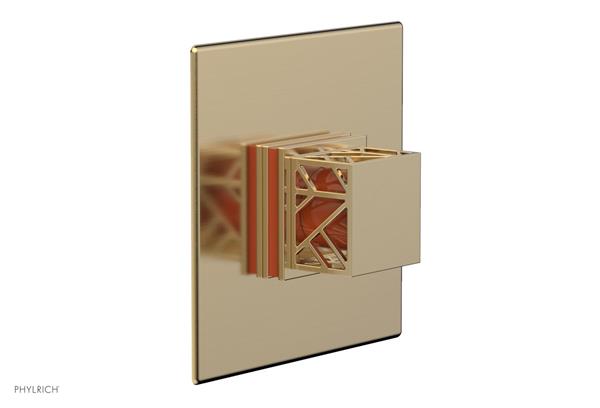 Phylrich - Jolie Pressure Balance Shower Plate & Square Handle Trim with Orange Accents