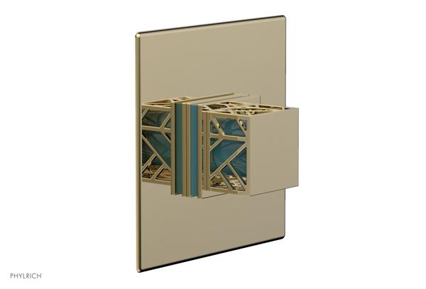 Phylrich - Jolie Thermostatic  Shower Trim Square Handle With Turquoise  Accents