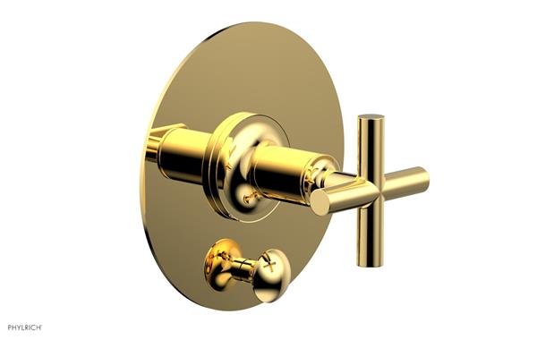 Phylrich - Pressure Balance Shower Plate with Diverter and Handle Trim Set - Cross Handle