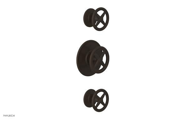 Phylrich - Works Thermostatic Valve with Two Volume Control - Cross Handles