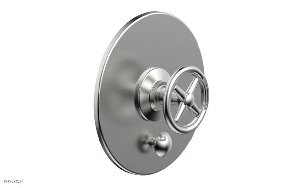 Phylrich - Works Pressure Balance Shower Plate with Diverter and Handle Trim Set - Cross Handle