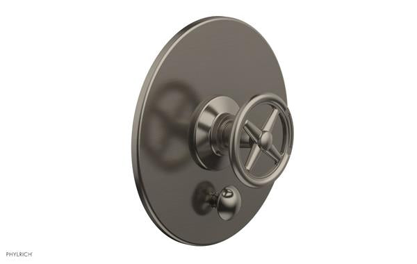 Phylrich - Works Pressure Balance Shower Plate with Diverter and Handle Trim Set - Cross Handle