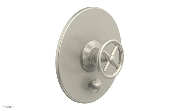 Phylrich - Works Pressure Balance Shower Plate with Diverter and Handle Trim Set - Cross Handle
