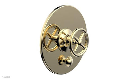 Phylrich - Works Pressure Balance Shower Plate with Diverter and Handle Trim Set - Cross Handle