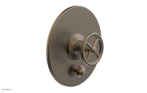 Phylrich - Works Pressure Balance Shower Plate with Diverter and Handle Trim Set - Cross Handle