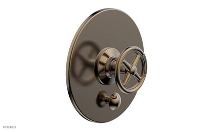 Phylrich - Works Pressure Balance Shower Plate with Diverter and Handle Trim Set - Cross Handle