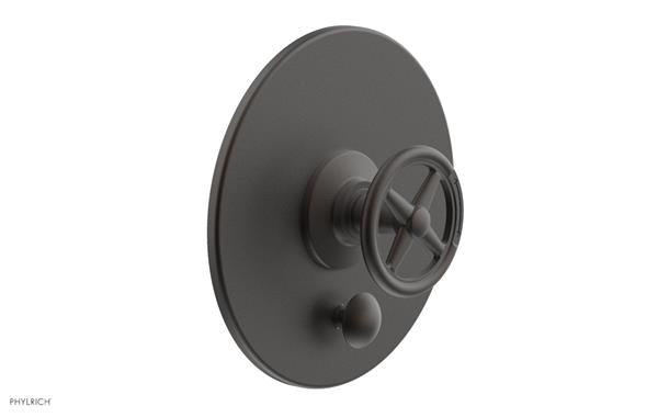 Phylrich - Works Pressure Balance Shower Plate with Diverter and Handle Trim Set - Cross Handle