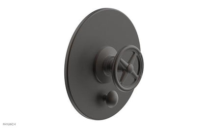 Phylrich - Works Pressure Balance Shower Plate with Diverter and Handle Trim Set - Cross Handle