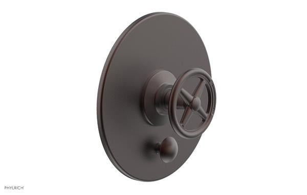 Phylrich - Works Pressure Balance Shower Plate with Diverter and Handle Trim Set - Cross Handle