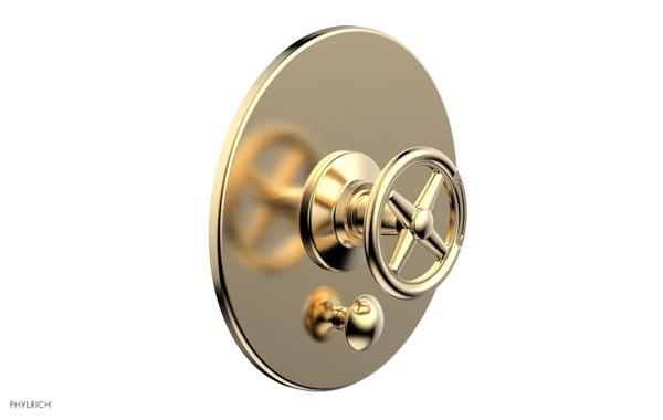 Phylrich - Works Pressure Balance Shower Plate with Diverter and Handle Trim Set - Cross Handle