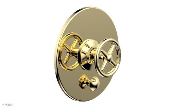 Phylrich - Works Pressure Balance Shower Plate with Diverter and Handle Trim Set - Cross Handle
