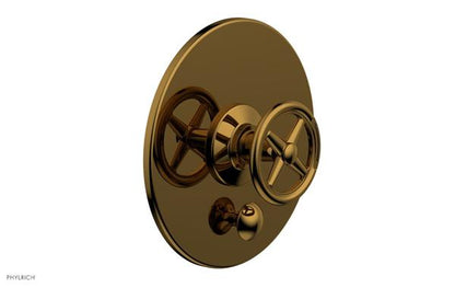 Phylrich - Works Pressure Balance Shower Plate with Diverter and Handle Trim Set - Cross Handle