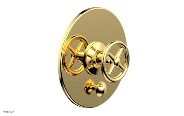 Phylrich - Works Pressure Balance Shower Plate with Diverter and Handle Trim Set - Cross Handle