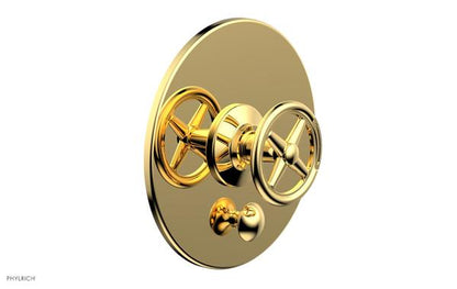 Phylrich - Works Pressure Balance Shower Plate with Diverter and Handle Trim Set - Cross Handle