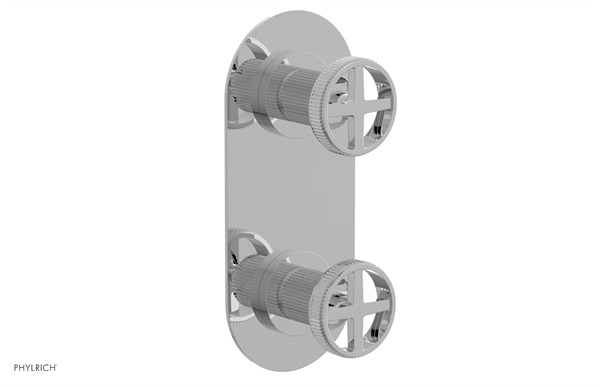 Phylrich - Dustrie Thermostatic Valve with Volume Control or Diverter - Grooved Cross Handles