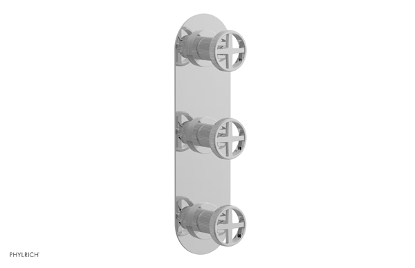 Phylrich - Dustrie Thermostatic Valve with Two Volume Control -Grooved Cross Handles