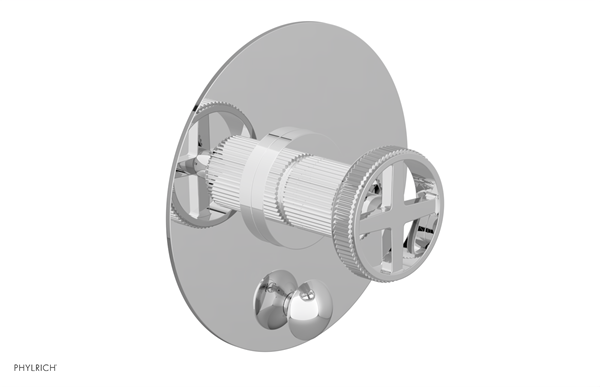 Phylrich - Dustrie Pressure Balance Shower Plate with Diverter Trim Set - Grooved Cross Handle