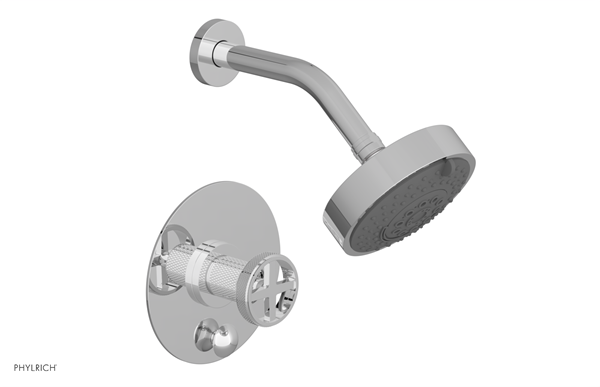 Phylrich - Dustrie Pressure Balance Shower and Diverter Set (Less Spout) - Knurled Cross Handle