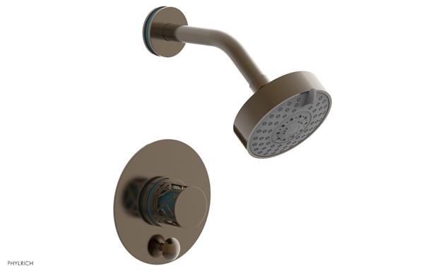 Phylrich - Jolie Pressure Balance Shower and Diverter Set (Less Spout) Round Handle With Round Turquoise Accents