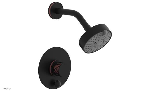 Phylrich - Jolie Pressure Balance Shower and Diverter Set (Less Spout) Round Handle With Round Pink Accents