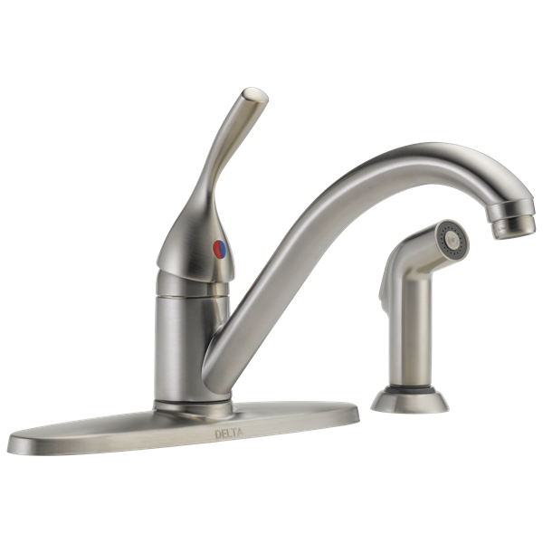 Delta - 134 / 100 / 300 / 400 Series Single Handle Kitchen Faucet With Spray