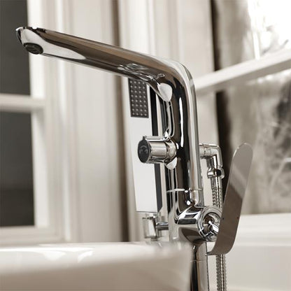 Lacava - Flou Floor-Standing Single-Hole Tub Filler With Single Lever Handle, Two-Way Diverter