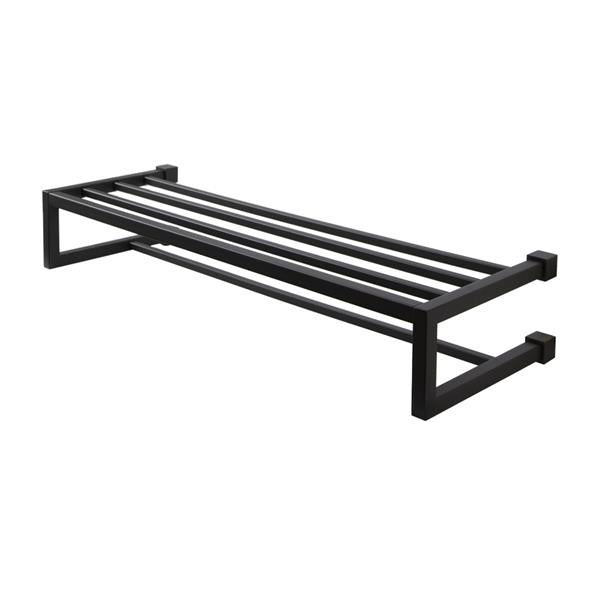 Lacava - Quadro Wall-Mount 24 1/2 InchW Towel Shelf With A Towel Bar Made Of Stainless Stee.