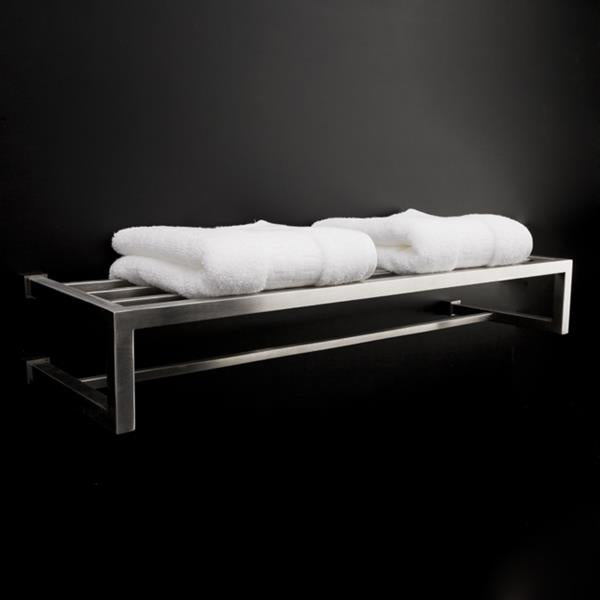Lacava - Quadro Wall-Mount 24 1/2 InchW Towel Shelf With A Towel Bar Made Of Stainless Stee.