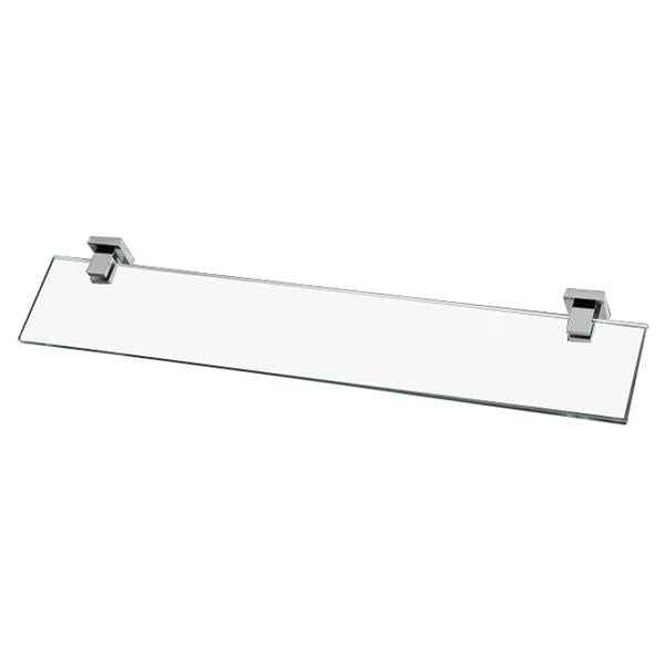 Lacava - Kubista Wall-Mount Clear Glass Shelf With Chrome Plated Brass Brackets.W: 23 5/8” D: 4 3/4”