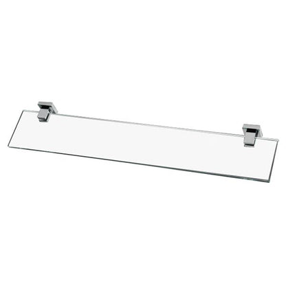 Lacava - Kubista Wall-Mount Clear Glass Shelf With Chrome Plated Brass Brackets.W: 23 5/8” D: 4 3/4”