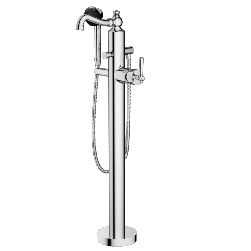 Santec - Hana Trim - Floor Mount Tub Filler With Hand Shower