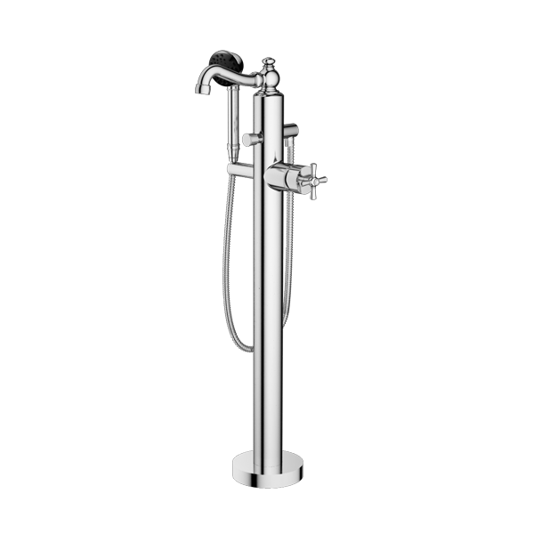 Santec - Hana Trim - Floor Mount Tub Filler With Hand Shower