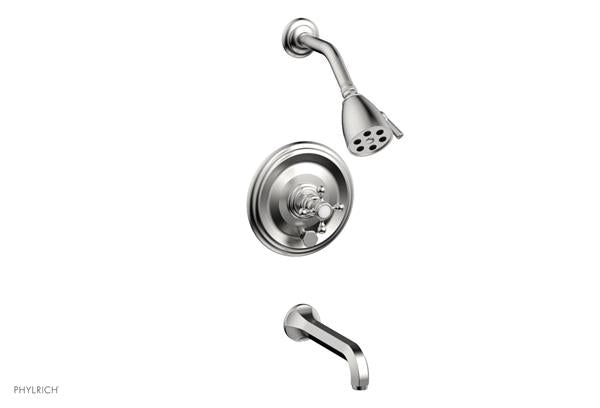 Phylrich - Hex Traditional Pressure Balance Tub and Shower Set - Cross Handles