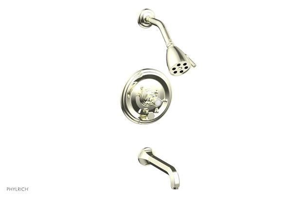 Phylrich - Hex Traditional Pressure Balance Tub and Shower Set - Cross Handles