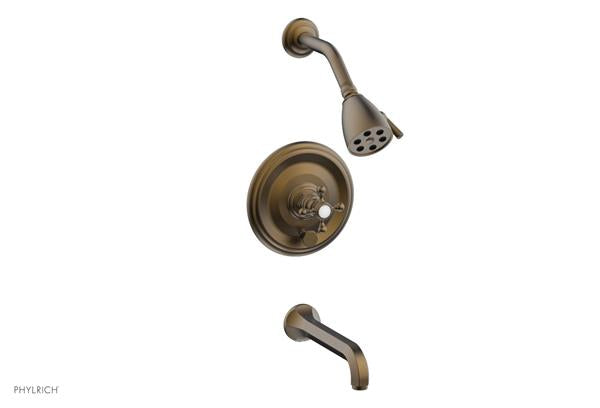 Phylrich - Hex Traditional Pressure Balance Tub and Shower Set - Cross Handles