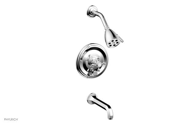 Phylrich - Hex Traditional Pressure Balance Tub and Shower Set - Cross Handles