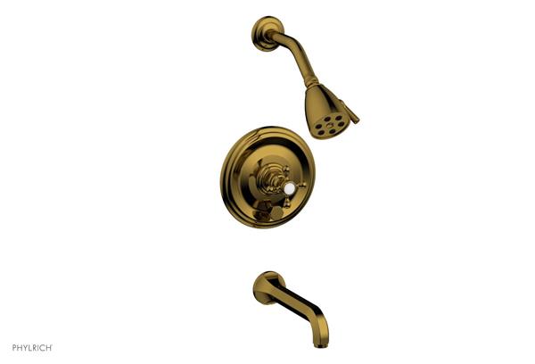 Phylrich - Hex Traditional Pressure Balance Tub and Shower Set - Cross Handles