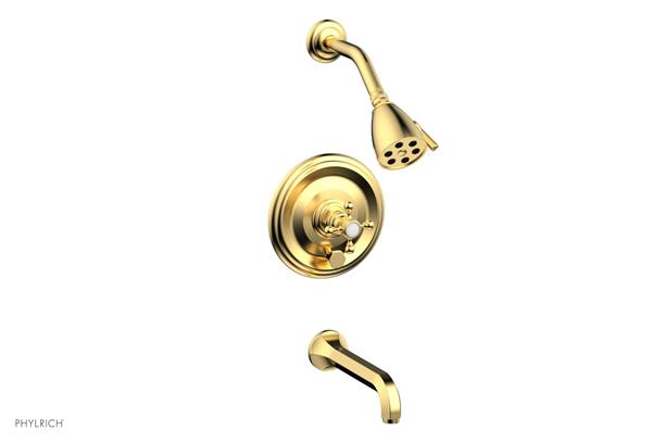 Phylrich - Hex Traditional Pressure Balance Tub and Shower Set - Cross Handles