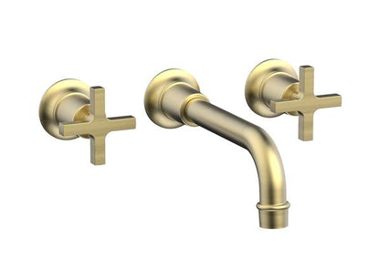 Phylrich - Hex Modern Wall Lavatory Set 8 1/4 Inch Spout - Cross Handles