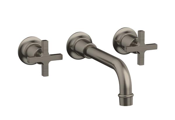 Phylrich - Hex Modern Wall Lavatory Set 8 1/4 Inch Spout - Cross Handles