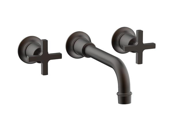 Phylrich - Hex Modern Wall Lavatory Set 8 1/4 Inch Spout - Cross Handles
