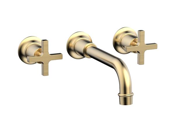 Phylrich - Hex Modern Wall Lavatory Set 8 1/4 Inch Spout - Cross Handles