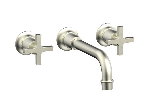 Phylrich - Hex Modern Wall Lavatory Set 8 1/4 Inch Spout - Cross Handles