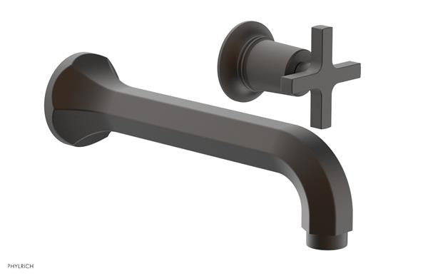 Phylrich - Hex Modern Single Handle Wall Lavatory Set - Cross Handle