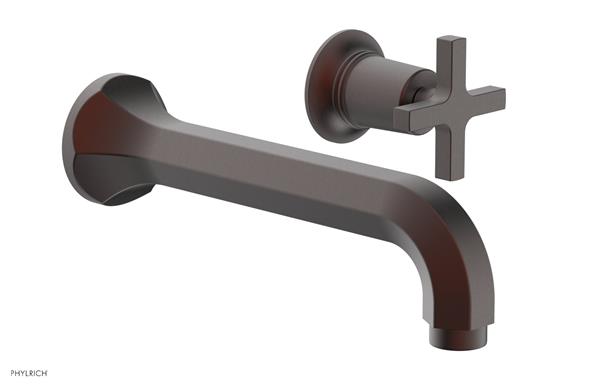 Phylrich - Hex Modern Single Handle Wall Lavatory Set - Cross Handle