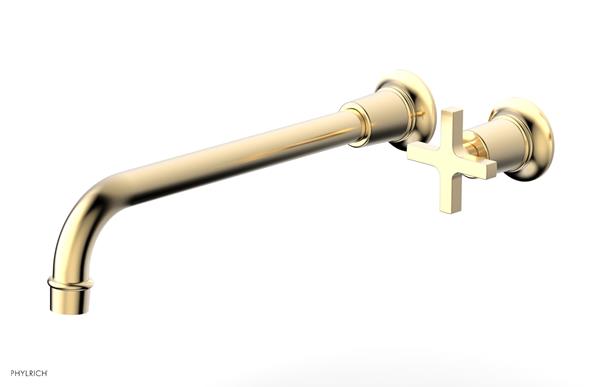 Phylrich - Hex Modern 12 Inch Inch Single Handle Wall Lavatory Set - Cross Handle