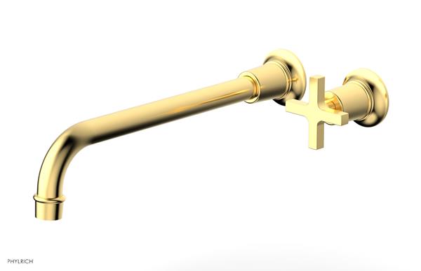 Phylrich - Hex Modern 12 Inch Inch Single Handle Wall Lavatory Set - Cross Handle