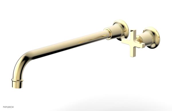 Phylrich - Hex Modern 14 Inch Inch Single Handle Wall Lavatory Set - Cross Handle